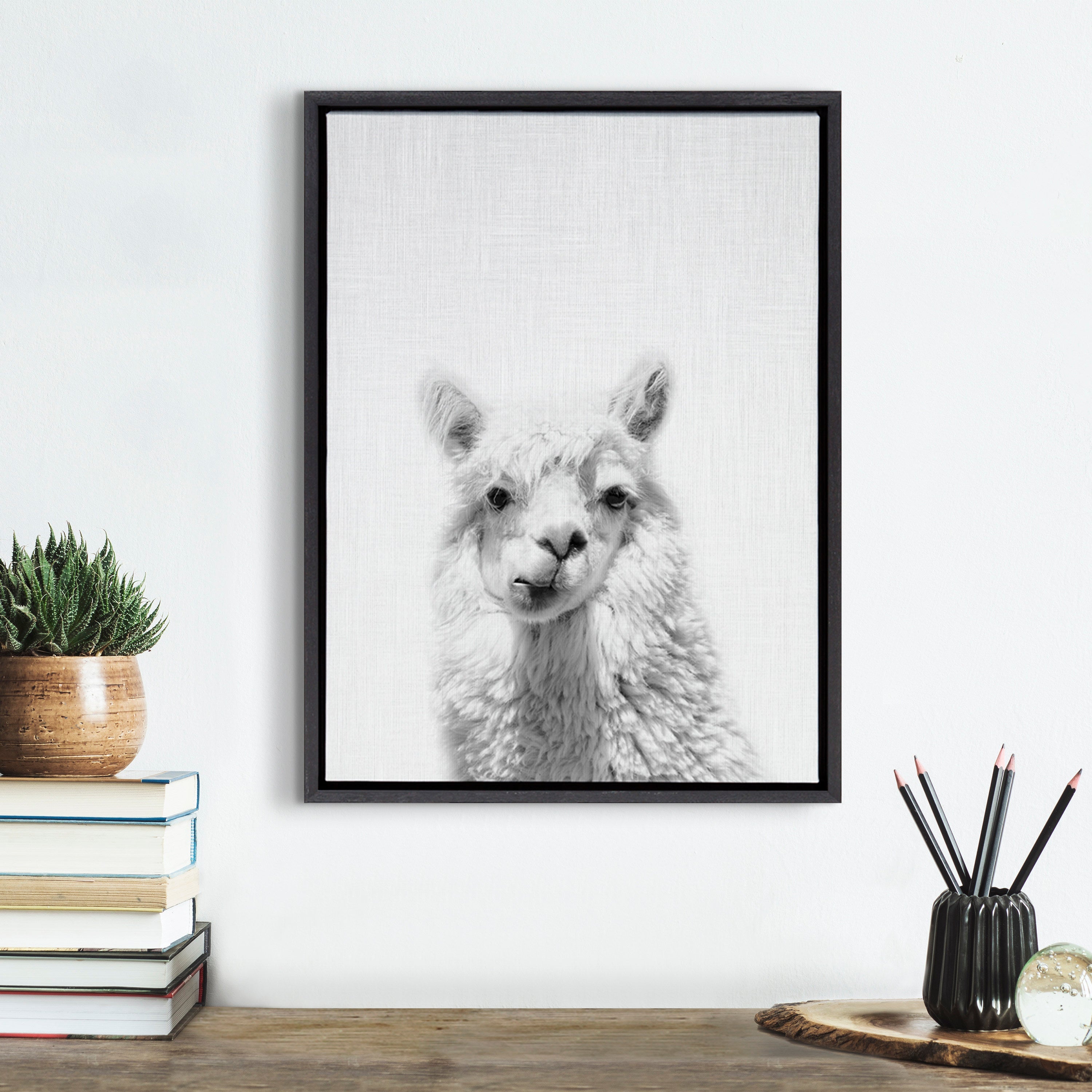 Sylvie Alpaca Framed Canvas by Simon Te of Tai Prints