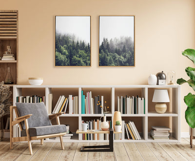 Sylvie Lush Green Forest on a Foggy Day Framed Canvas Set by The
