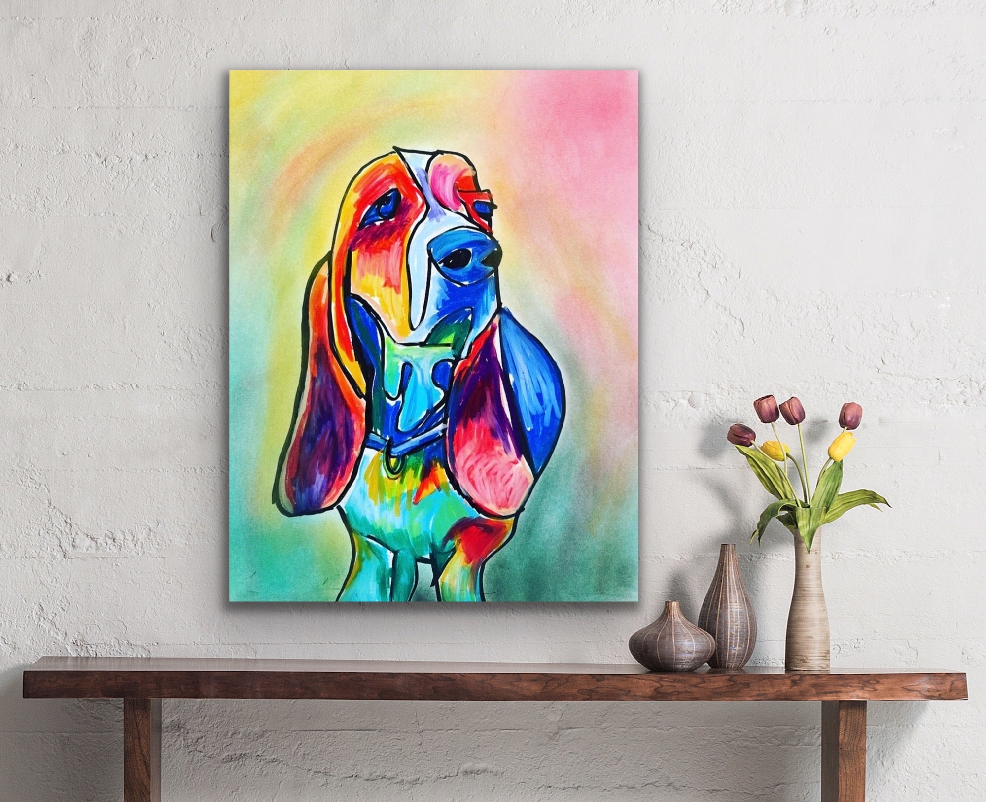 Colorful Basset - Art Prints detail image - Resin Society