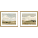 Whispering Meadows 2 Piece Framed Wall Art Print Set showcasing natural meadow scenes in muted tones, framed with clear acrylic.