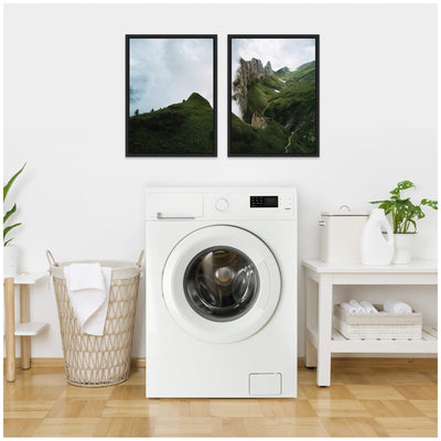 Sylvie Mountain Ridge and Green Meadow Framed Canvas Art Set by Michael Schauer