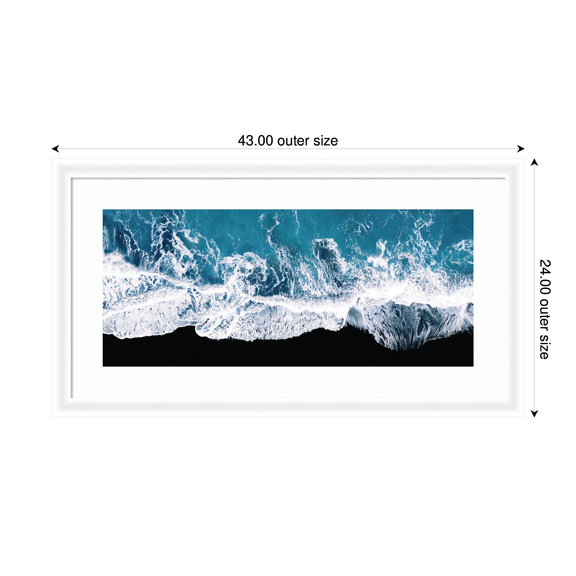 Framed Art Minimalist Ocean Waves on the Black Beach in Iceland Panel by Michael Schauer