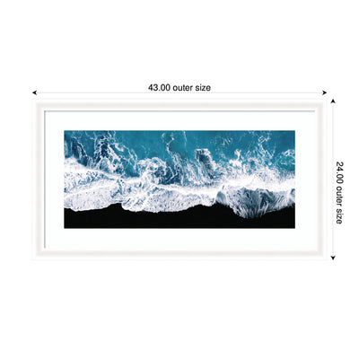 Framed Art Minimalist Ocean Waves on the Black Beach in Iceland Panel by Michael Schauer