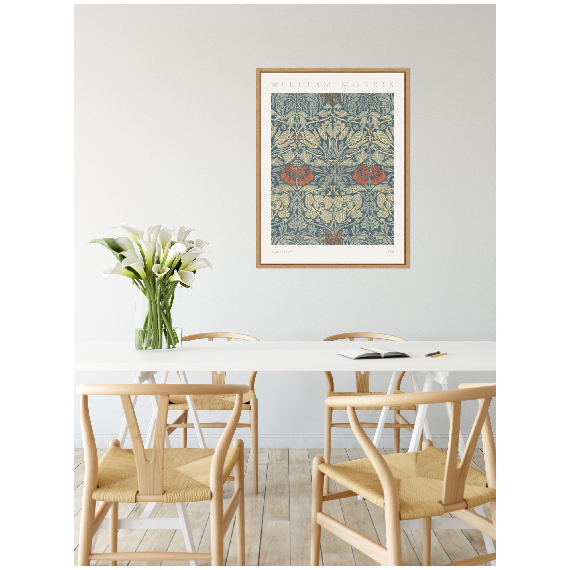 Sylvie Poster William Morris Tulip and Rose 1876 Framed Canvas by The Art Institute of Chicago