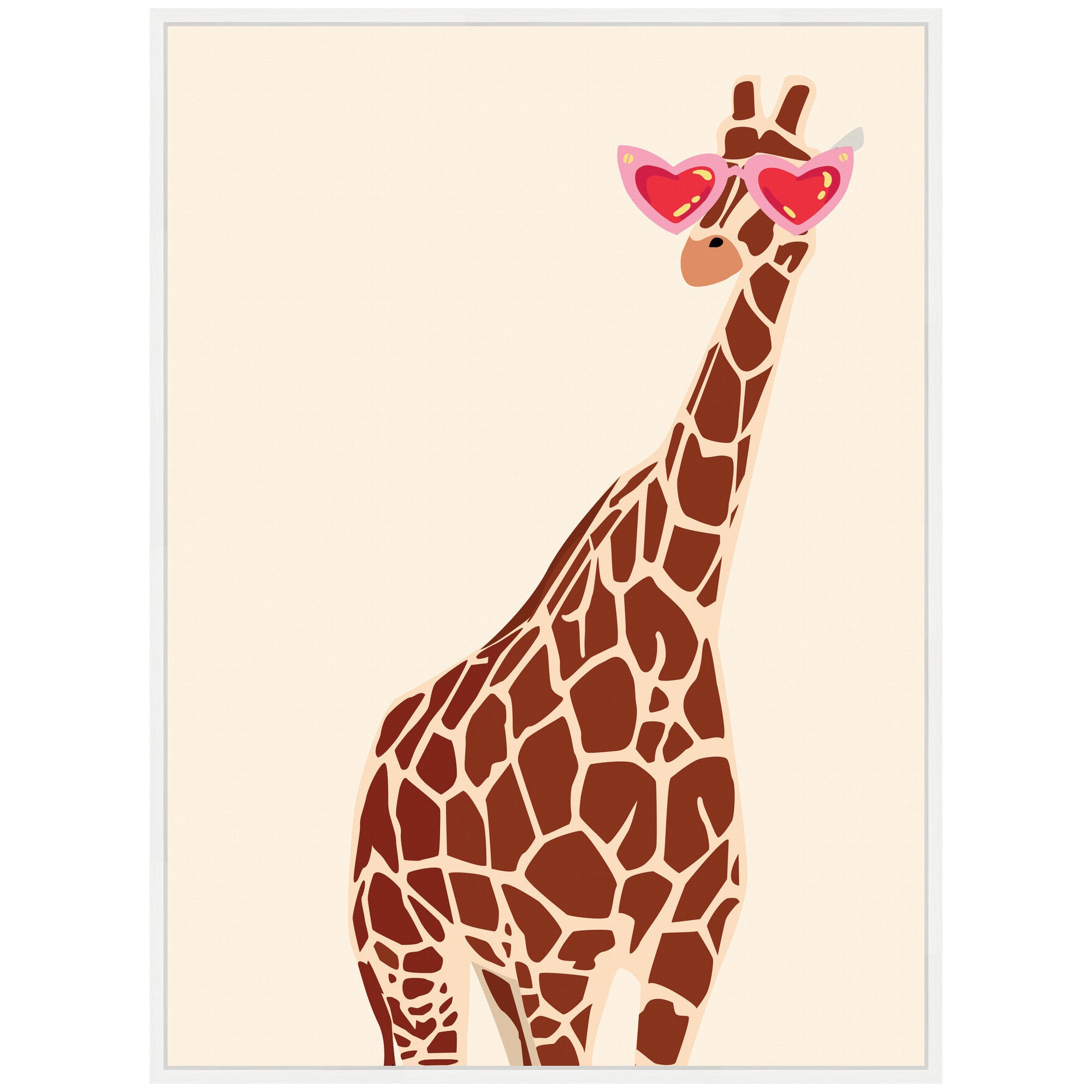 Sylvie Giraffe in Preppy Cute Heart Sunglasses Framed Canvas by Honey Island Studio