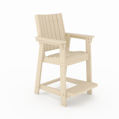 SoPoly Callaway Counter-Height Outdoor Dining Chair in Black, side and front views
