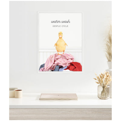 Sylvie Ducky Warm Wash Gentle Cycle Laundry Framed Canvas by Amy Peterson