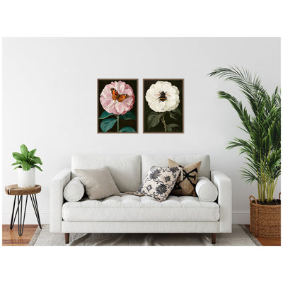 Sylvie Beaded Flutter Bug and Busy Bee Framed Canvas Art Set by Mary Sparrow