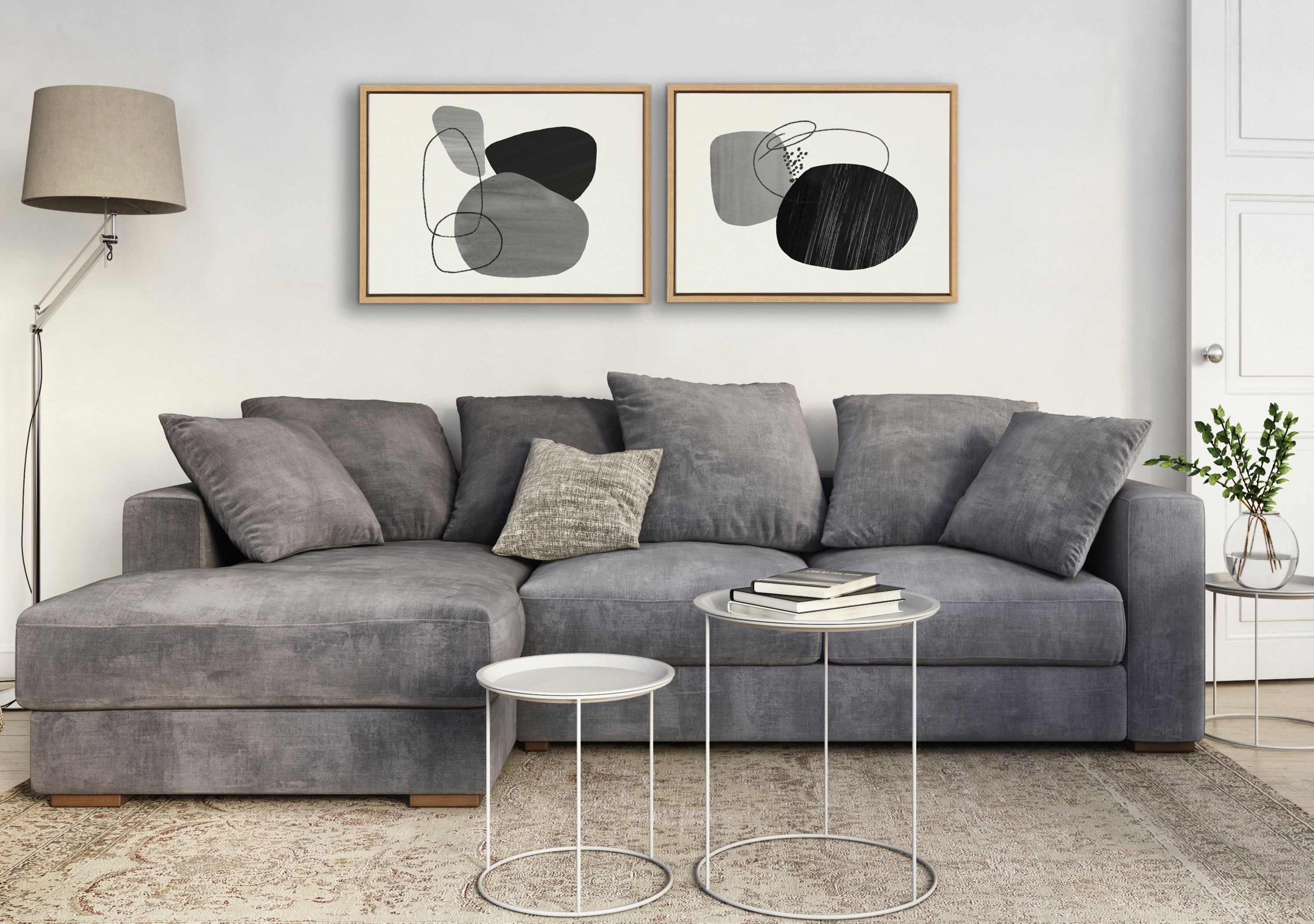 Sylvie 863 Abstract Rocks and 864 On The Rocks Framed Canvas Set by kateandlaurel - product image 16 for Resin Society