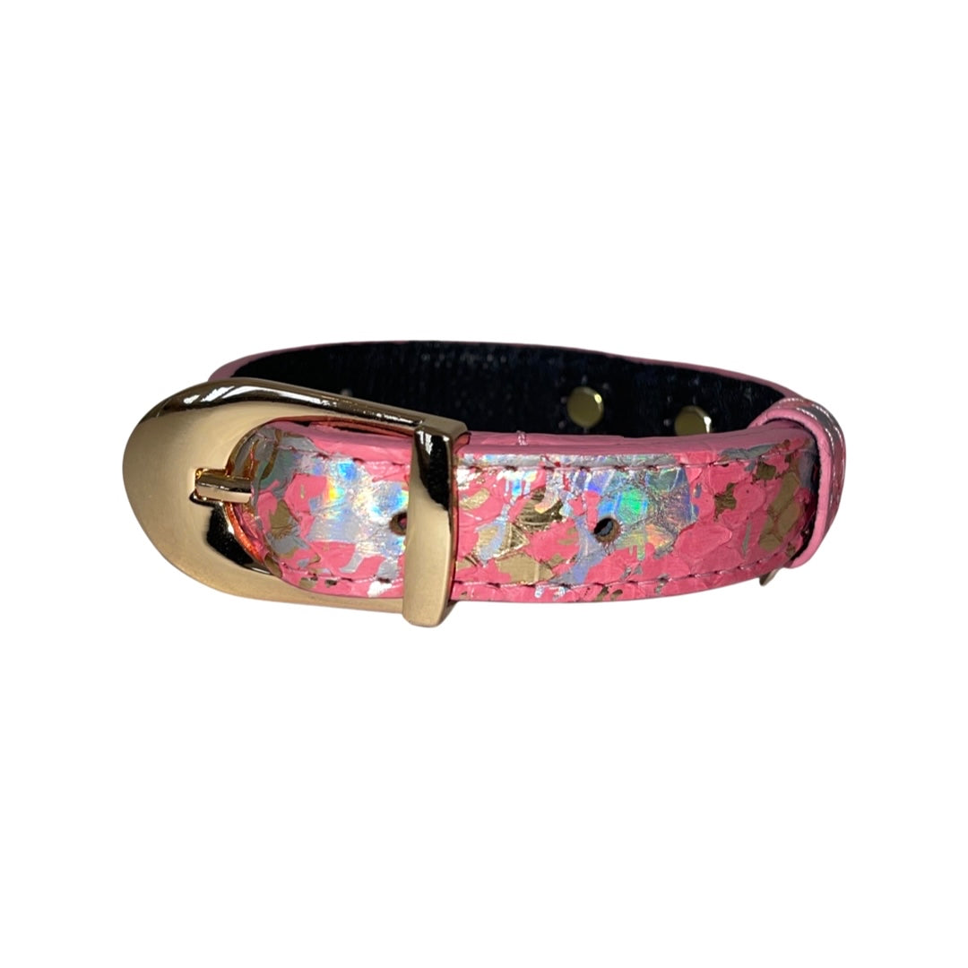 XS/S 7”-14” Bubblegum Pink/Gold/Silver Art Deco Custom Snake