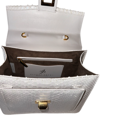 Cosmo Horse Handle Handbag In Iridescent White Python by Allysa Payne Beverly Hills - product image 6 for Resin Society