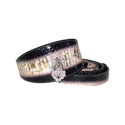 Swarovski Crystal Heart Locket Love Collar! Soft Pink/Gold/Silver Black Custom Snake 3” Wide Style Collar/Leash Set