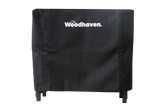Woodhaven Full Firewood Rack Cover on firewood rack in outdoor setting