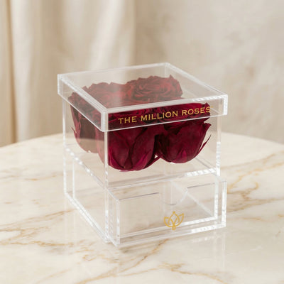 Acrylic 4 Drawer Box | Magenta Roses