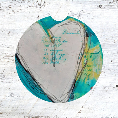 Car Coaster: White Heart. Artist Christi Dreese by Dreese Fine Art - Resin Society