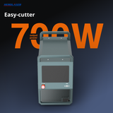 Compact gray laser cutter with handle and vented lower panel, set against a dark gradient background with bold orange '700W' power text.