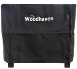 Woodhaven 2 ft Steel Firewood Rack in black with optional cover and support bases