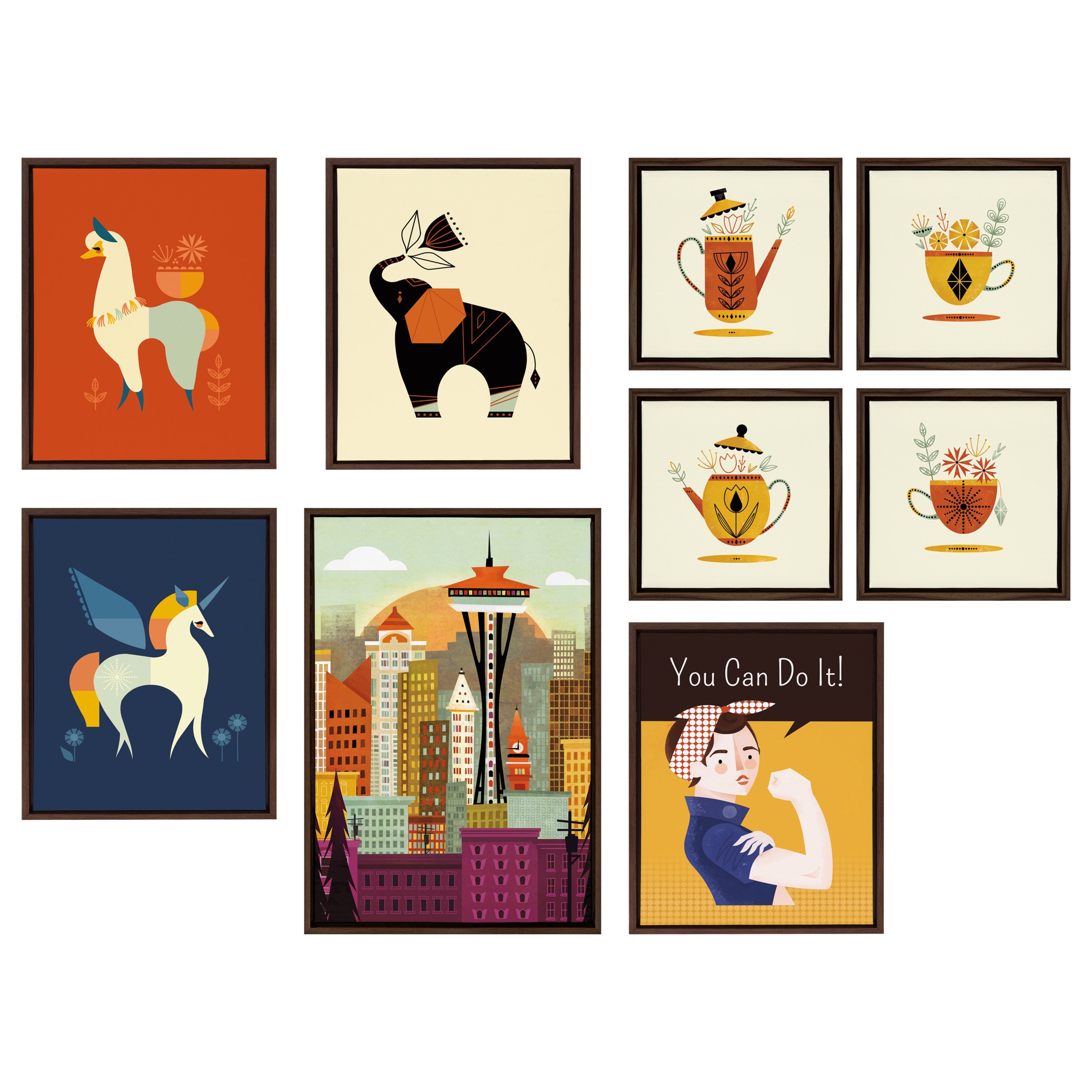 Sylvie Modern Elephant Framed Canvas by kateandlaurel - product image 6 for Resin Society