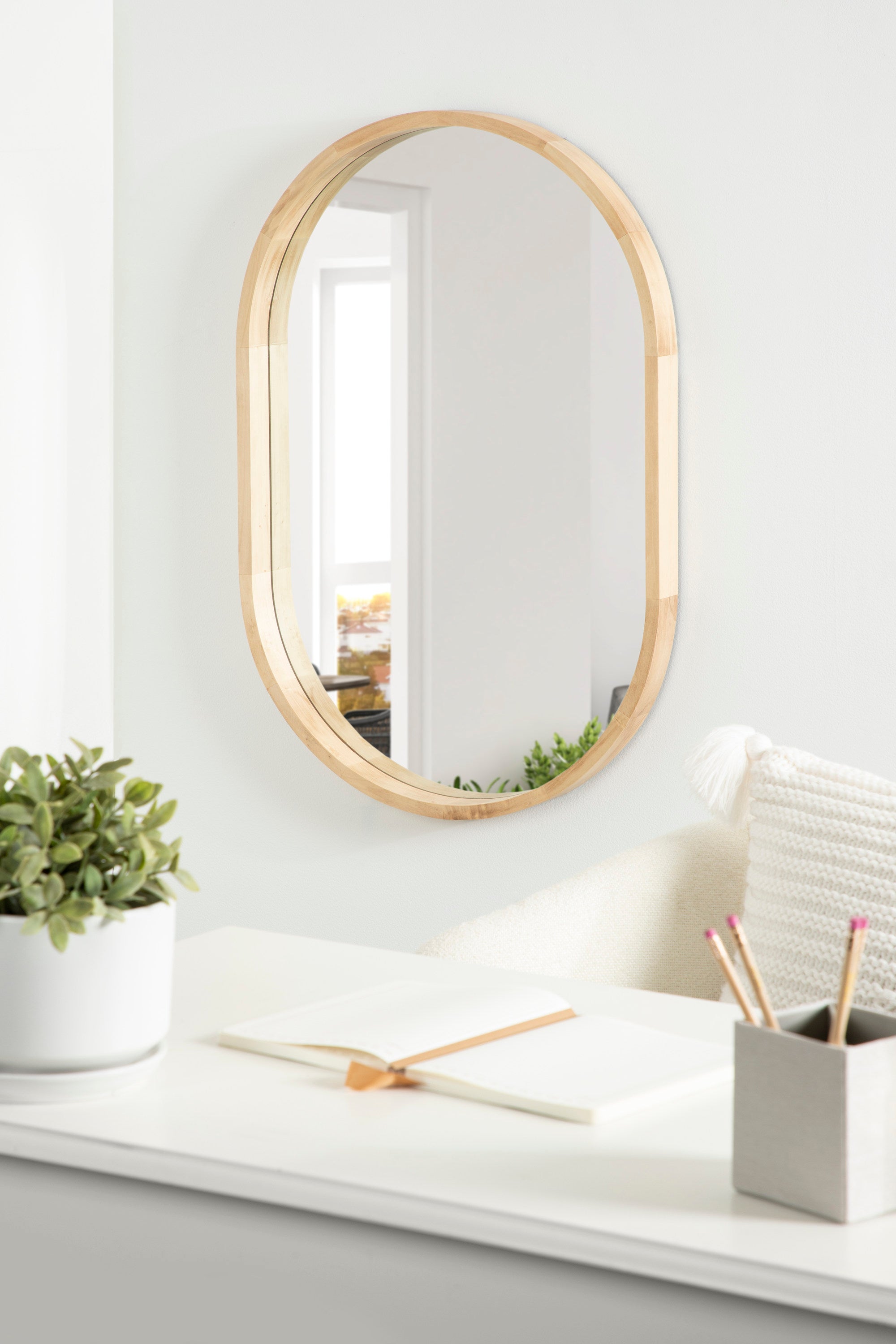 Hutton Wood Framed Capsule Mirror by kateandlaurel - product image 16 for Resin Society