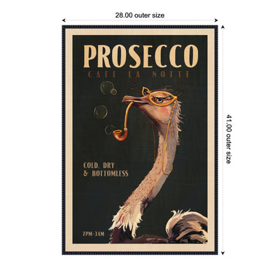 WG Deco Prosecco Ostrich by The Whiskey Ginger Framed Canvas Wall Art Print