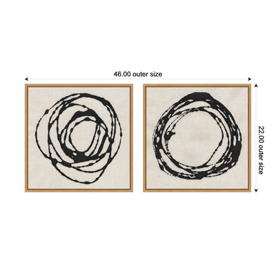 Sylvie Flowing Circle Abstracts - 2 Piece Framed Canvas Art Set