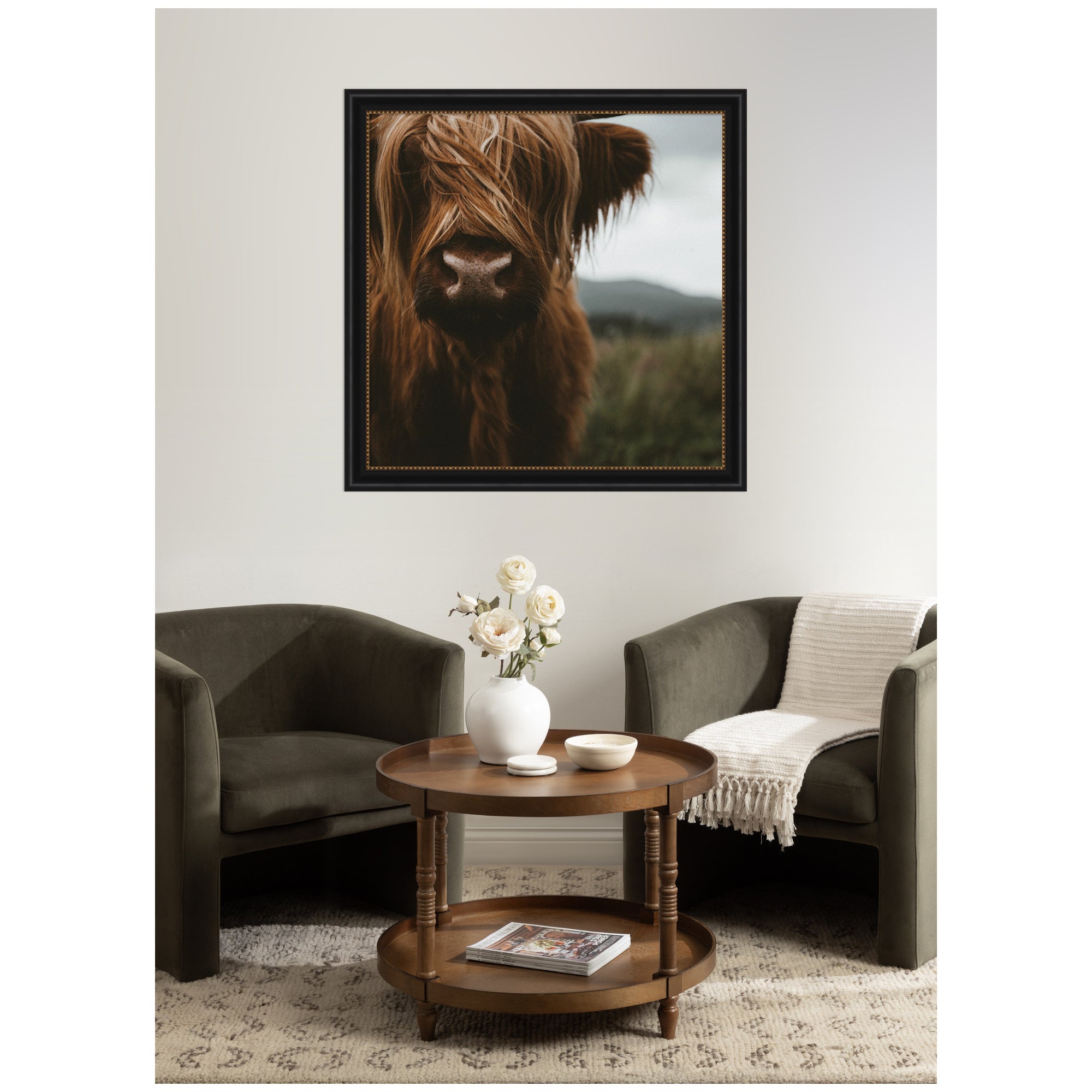 Close Up of Scottish Highland Cattle Baby SQ by Michael Schauer Framed Wall Art Print
