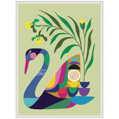 Sylvie Swan Vase Framed Canvas by Rachel Lee