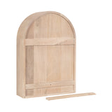 Light natural wood arch-shaped wall shelf with a flat back and a detachable front ledge, shown against a white background.