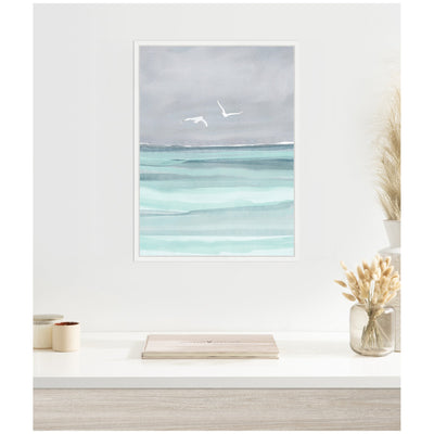 Sylvie Sea and Seagulls Framed Canvas by Nikita Jariwala