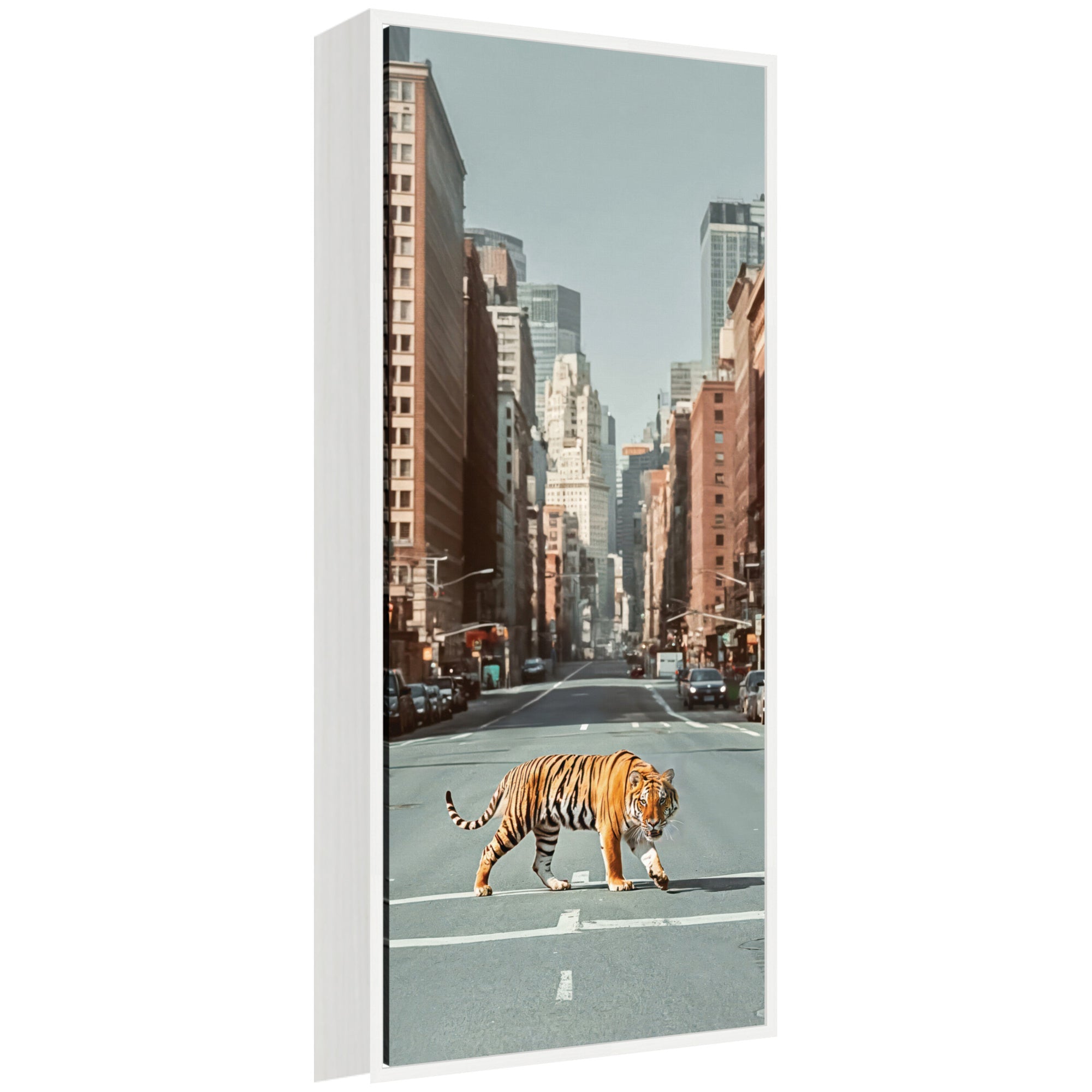 Sylvie Urban Tiger in the City Framed Canvas by Michael Schauer
