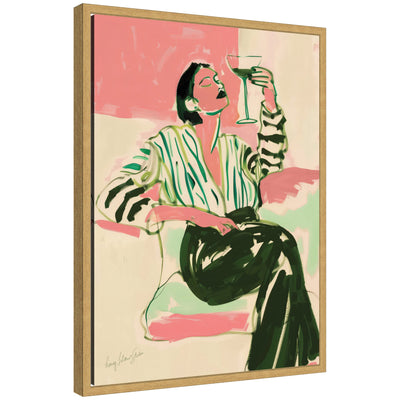 Sylvie Fashion Woman Drinking Martini Framed Canvas by Honey Island Studio by kateandlaurel