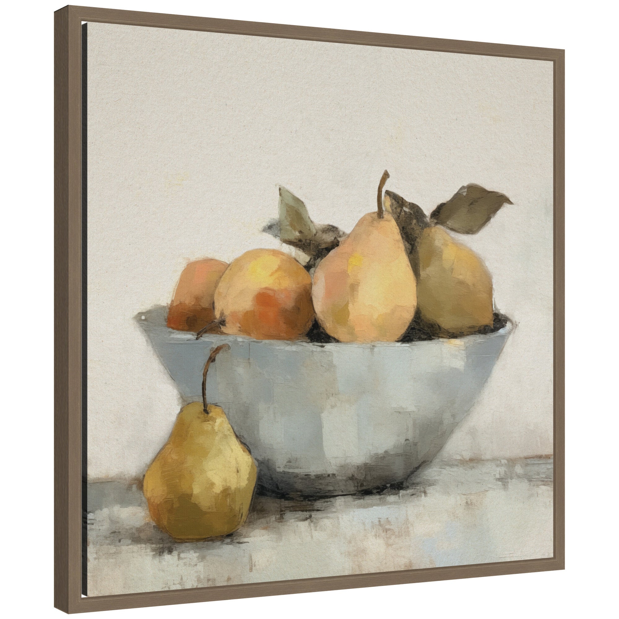 Sylvie Still Life Fruit In A Bowl Vintage Style framed canvas art showcasing a bowl of fruit with a vintage aesthetic.