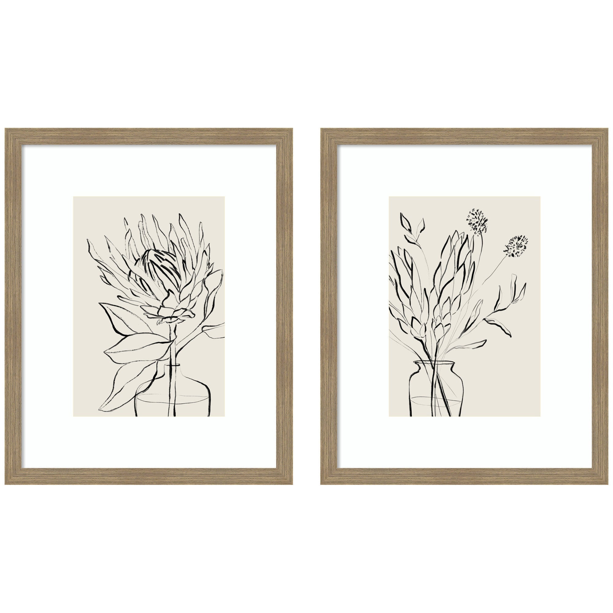 SB Protea Sketch No.
1 & No.
2 2 Piece Framed Wall Art Print Set by Sara Berrenson