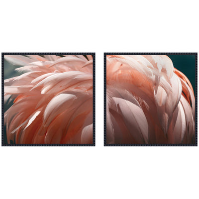 Flamingo 2 Piece Framed Canvas Wall Art Set by Alicia Bock showing two flamingo images with Sylvie Beaded frames