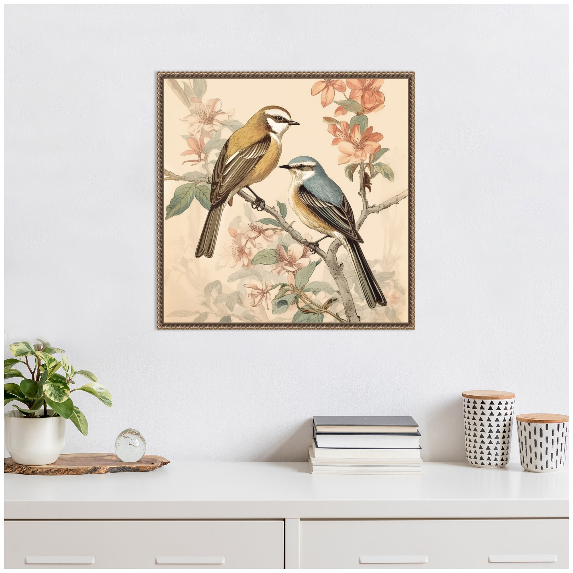 Sylvie Vintage Style Birds and Botanicals Framed Canvas by kateandlaurel - product image 5 for Resin Society