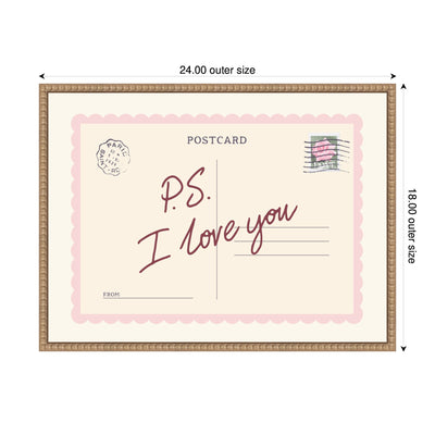 PS I Love You Postcard by Lucky Guava Framed Canvas Wall Art Print