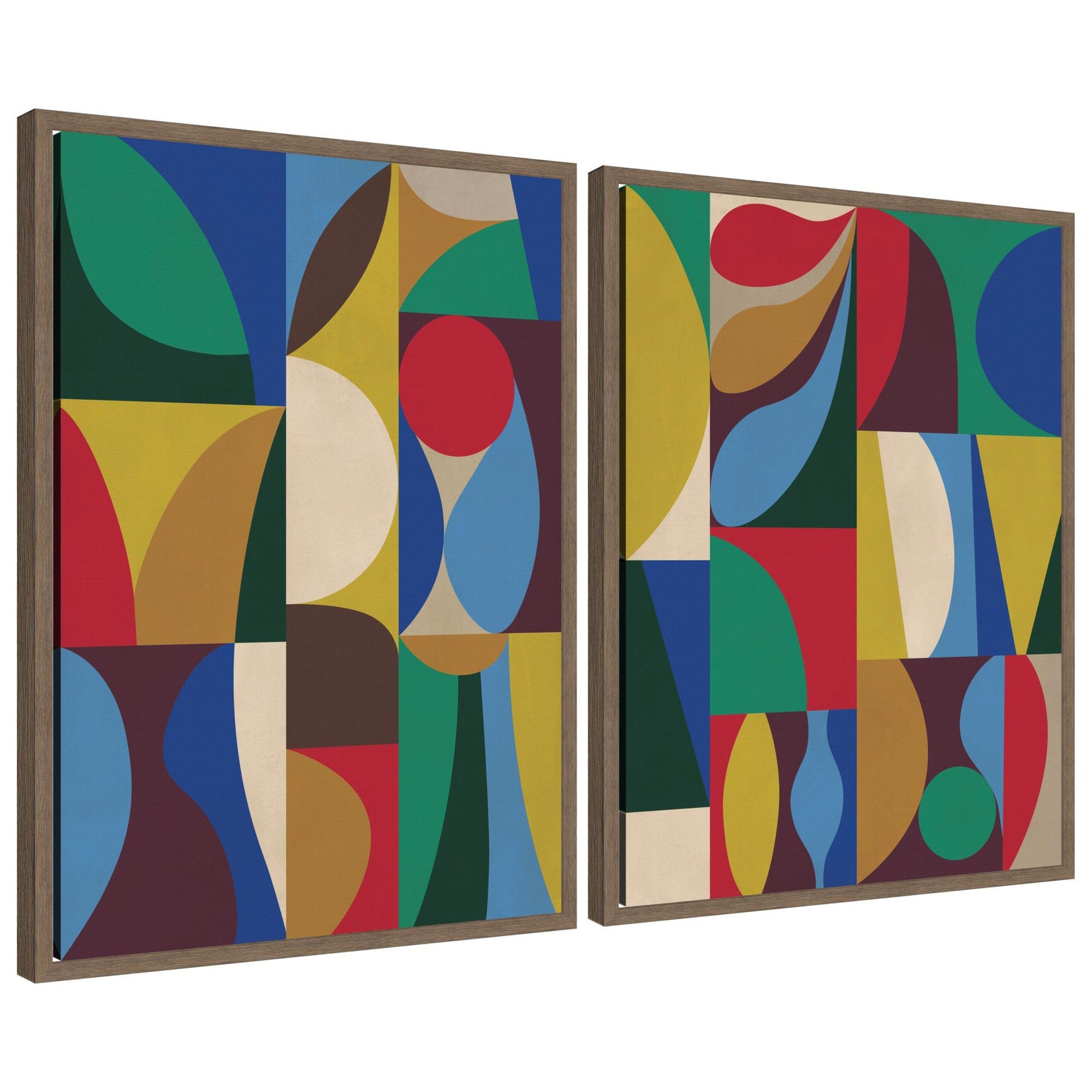 Abstract Deep 2 Piece framed canvas wall art set by Rachel Lee showing deep textured abstract design with dark blue and cream tones in Sylvie frame