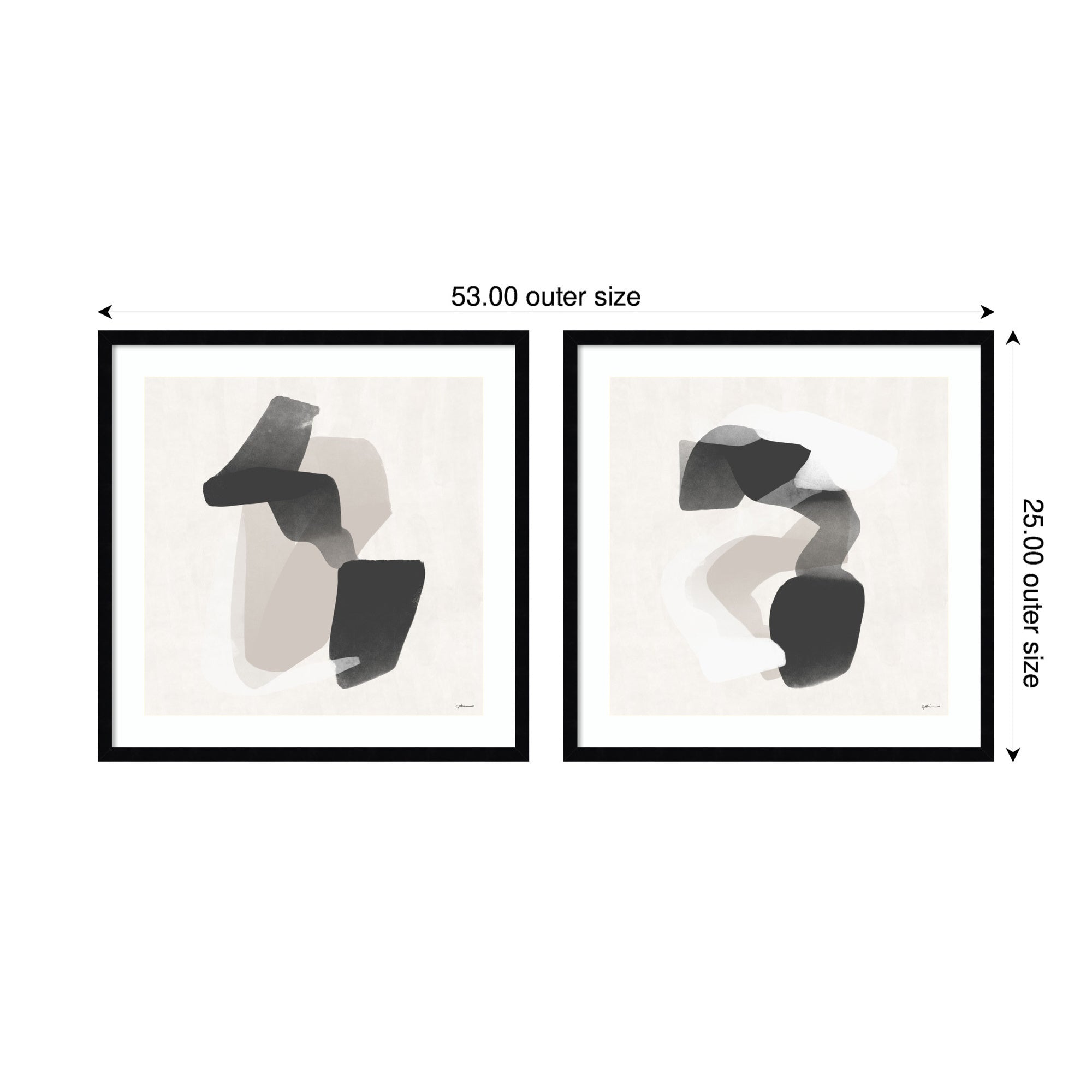 Abstract Neutral 01 & 02 2 Piece Framed Wall Art Print Set by Gabrielly Guedes