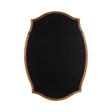 Oval wall mirror with a scalloped natural wood frame, shown from the back featuring black backing and metal hanging hardware.