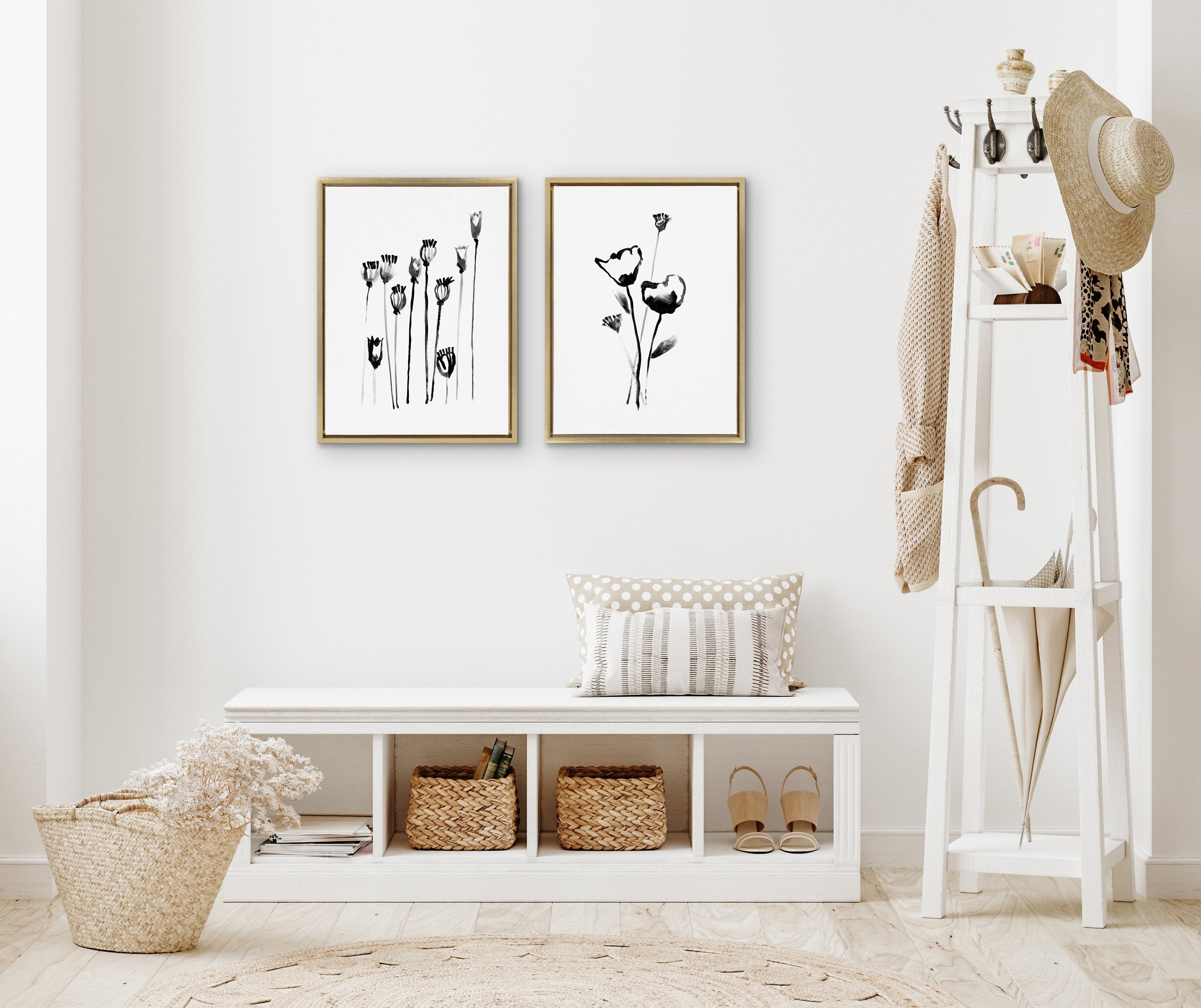 Sylvie Wildflowers and Seed Pods Framed Canvas Set by kateandlaurel - product image 17 for Resin Society