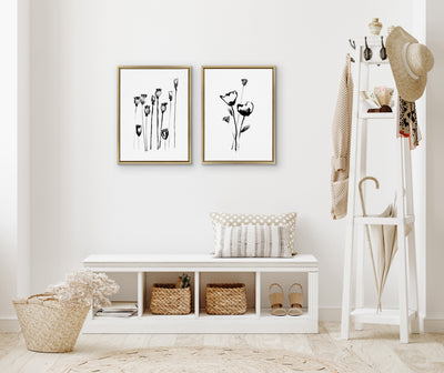 Sylvie Wildflowers and Seed Pods Framed Canvas Set by kateandlaurel - product image 17 for Resin Society