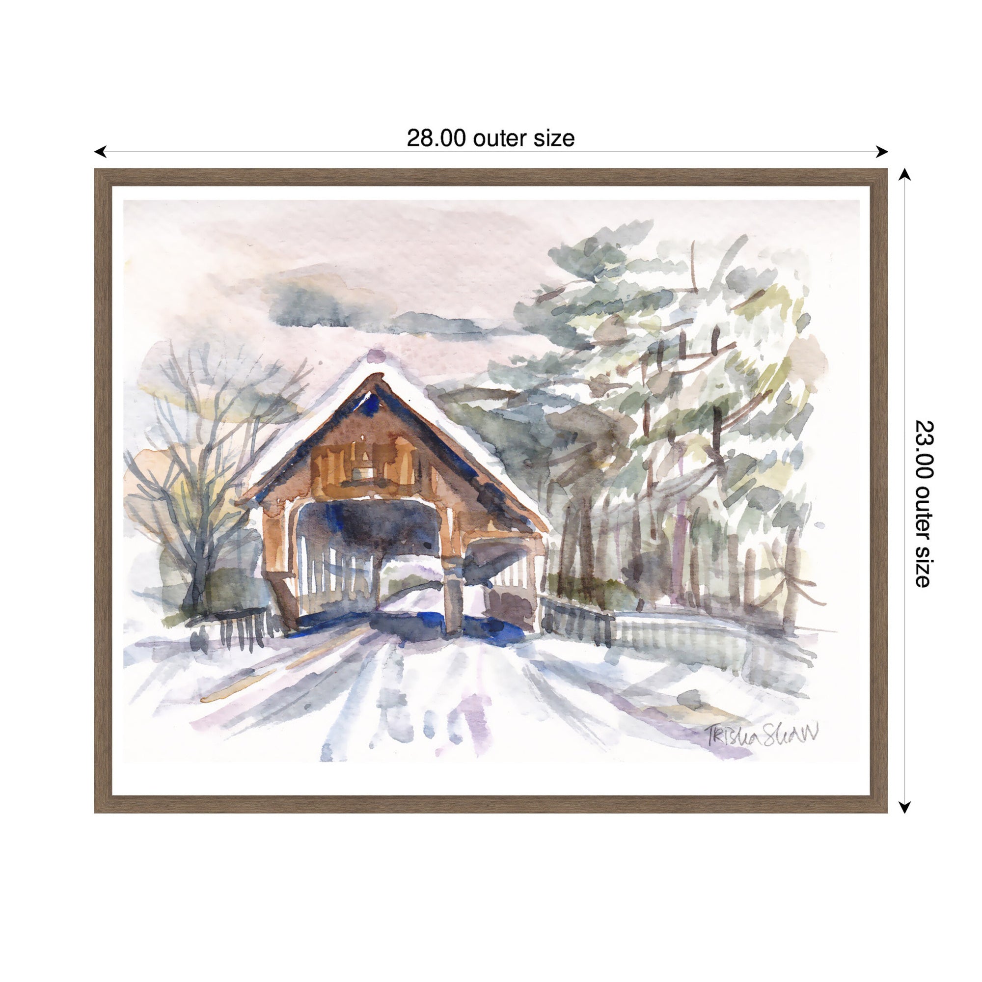 Sylvie Framed Canvas Vermont Snowy Bridge by Patricia Shaw