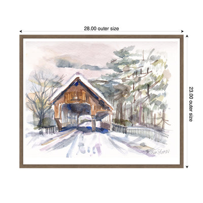 Sylvie Framed Canvas Vermont Snowy Bridge by Patricia Shaw
