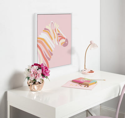 Sylvie Pink Zebra Framed Canvas by kateandlaurel - product image 16 for Resin Society