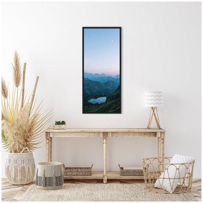 Sylvie Moonrise over the Mountain Lake in the German Alps Framed Canvas by Michael Schauer