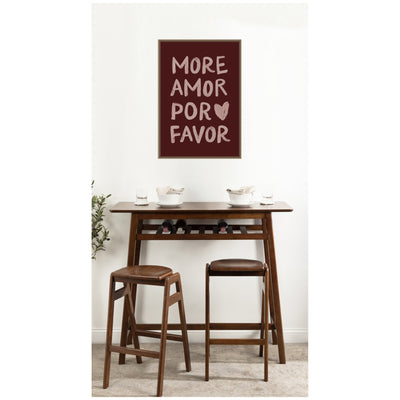 More Amor Por Favor Hand Painted Typography Maroon by Lucky Guava Framed Canvas Wall Art Print