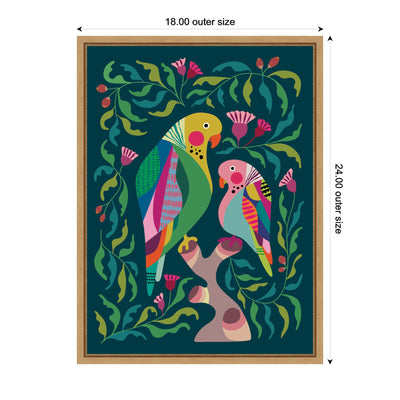 Budgies by Rachel Lee Framed Canvas Wall Art Print