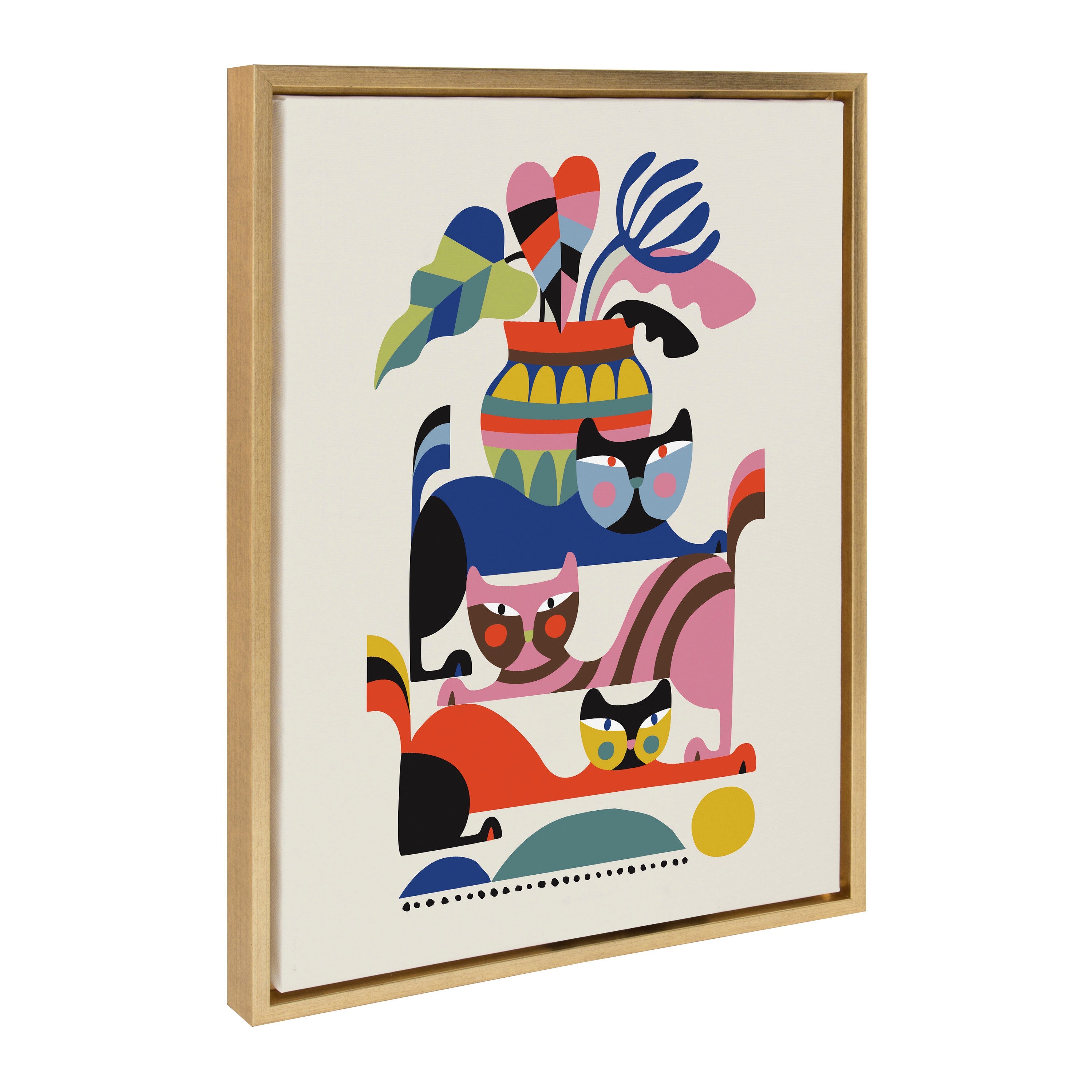 Sylvie 3 Cats Framed Canvas by kateandlaurel - product image 14 for Resin Society