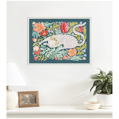 JL Floral Cat by Jill Labieniec Framed Canvas Wall Art Print