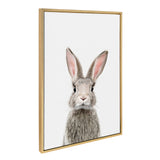 Framed canvas art of a young rabbit by Amy Peterson Art Studio in a light polystyrene frame
